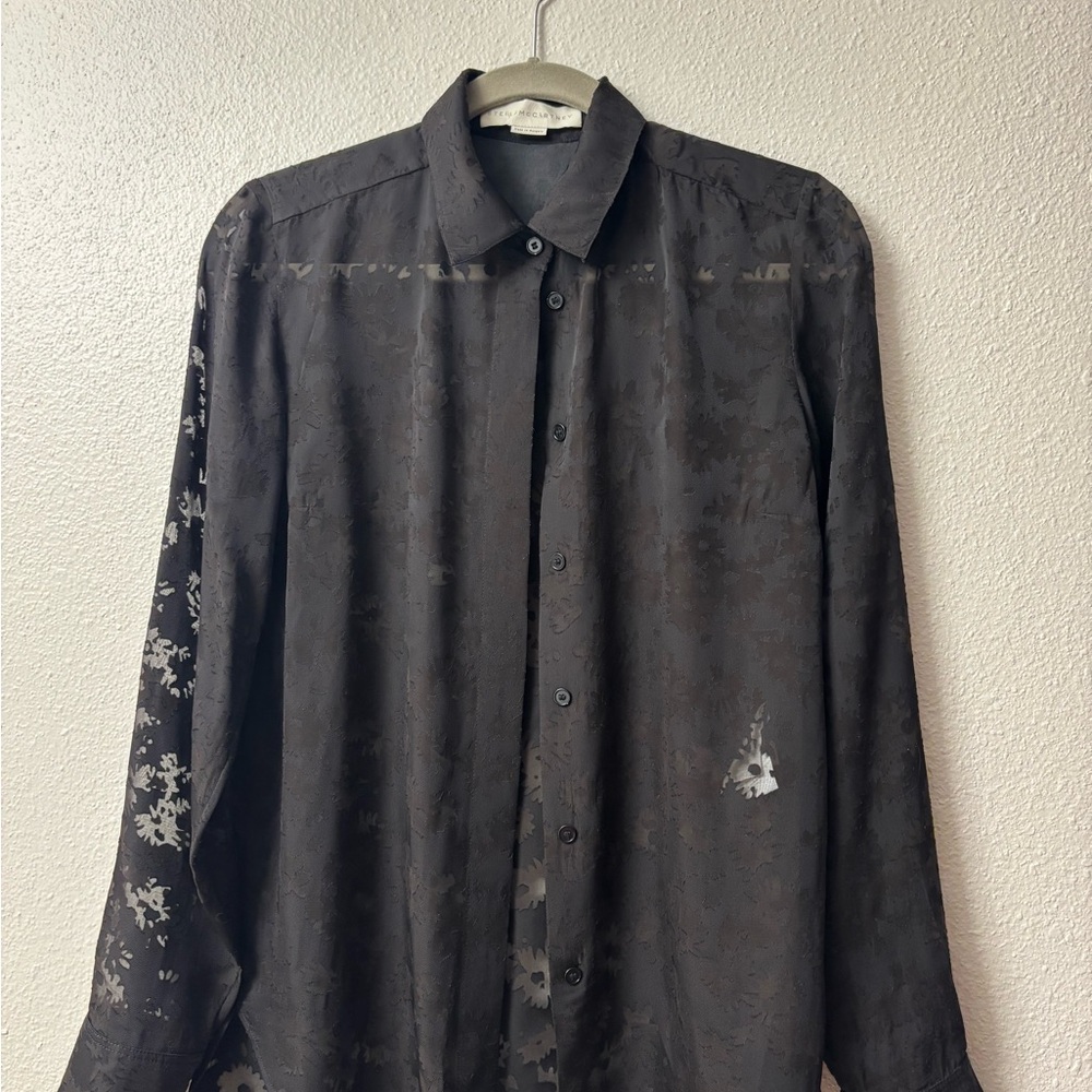 Stella McCartney Black Sheer Blouse Size 40 - Picture 5 of 12